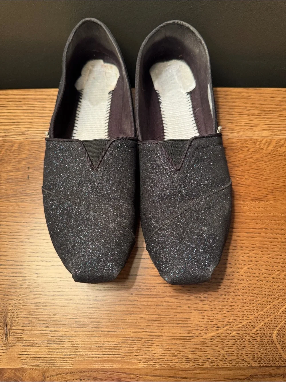 TOMS Alpargata Women's Black Sparkle Slip-On Loafers - 9.5 womens